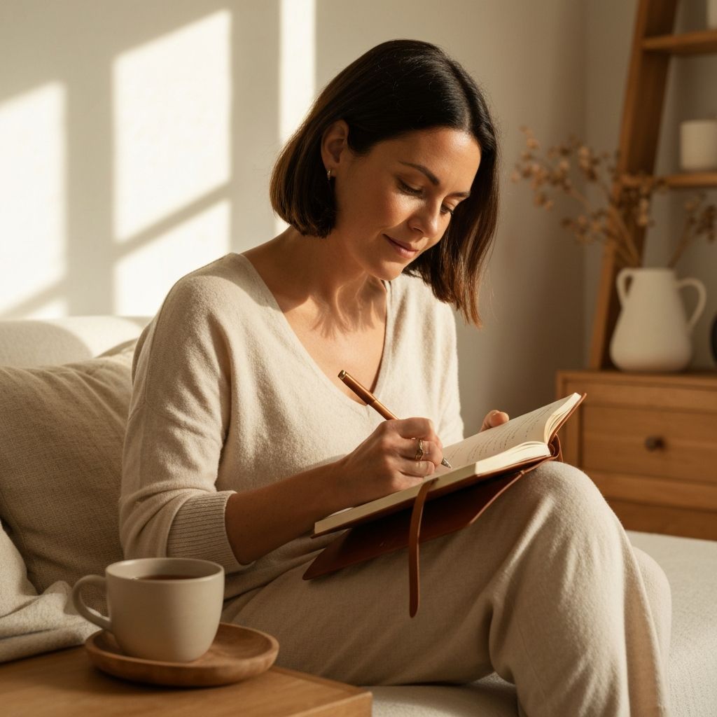 Woman journaling with morning light - Mental clarity transformation moment