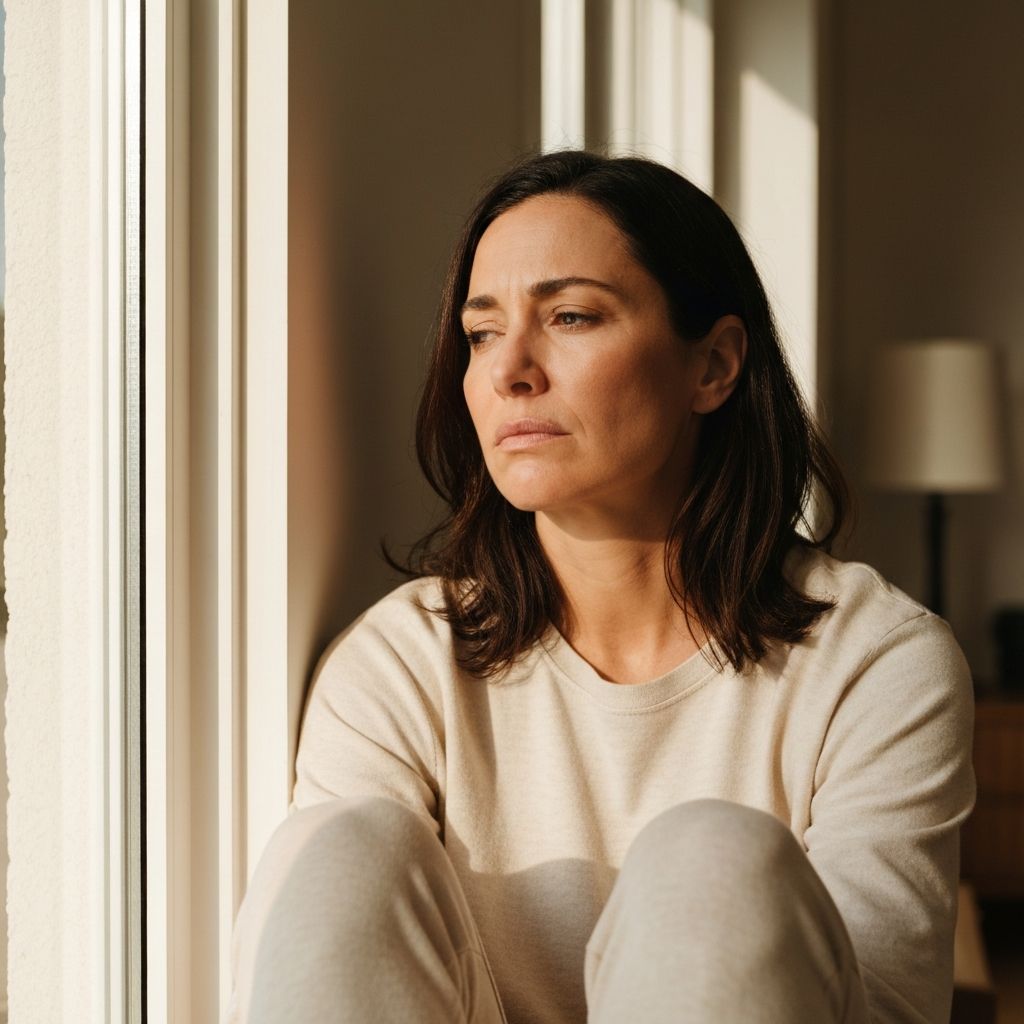Woman in thoughtful morning contemplation